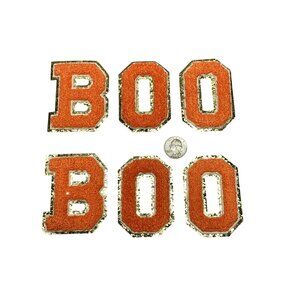 6 pc 3" Chenille Orange Gold 3" Letter BOO Iron/Sew On New Embroidered Patches